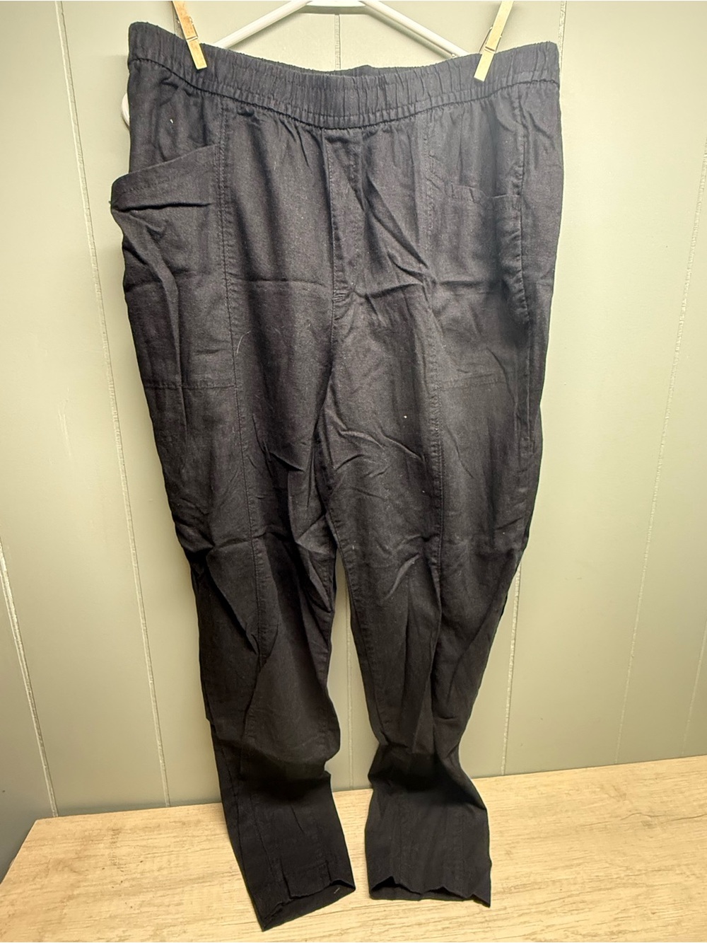 Old Navy Black Straight-Leg Pull-On Linen Pants